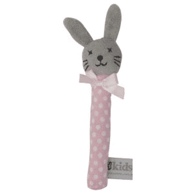 ES Kids - Pink Dots Bunny Stick Rattle