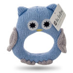 ES Kids - Blue Knitted Owl Ring Rattle. Gifts for babies of all ages