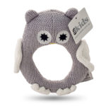 ES Kids - Grey Knitted Owl Ring Rattle. Gifts for new born and toddlers