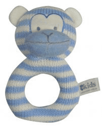 ES Kids - Blue Knitted Monkey Ring Rattle