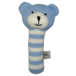 ES Kids - Blue Knitted Bear Stick Rattle
