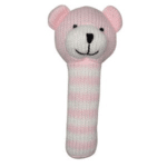 ES Kids - Pink Knitted Bear Stick Rattle