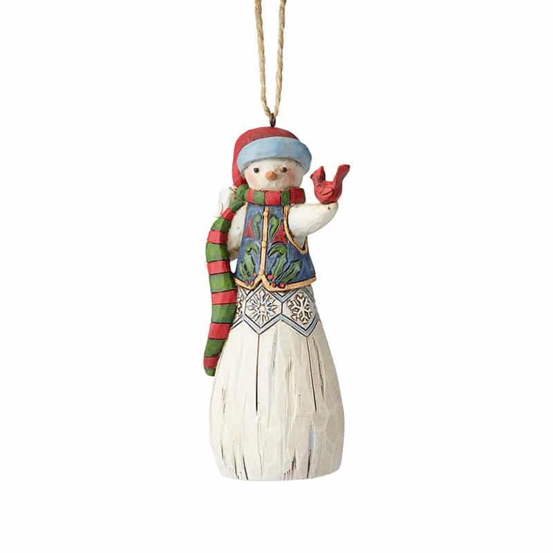 Jim Shore Folklore - Snowman With Cardinal Hanging Ornament