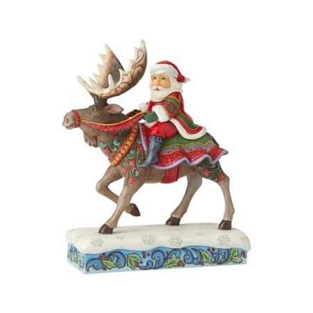 Heartwood Creek - Santa Riding Moose Figurine