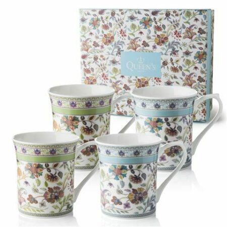 Queens Mug 2AT Antique Floral 200ml/7oz Royale Mugs (S/4)