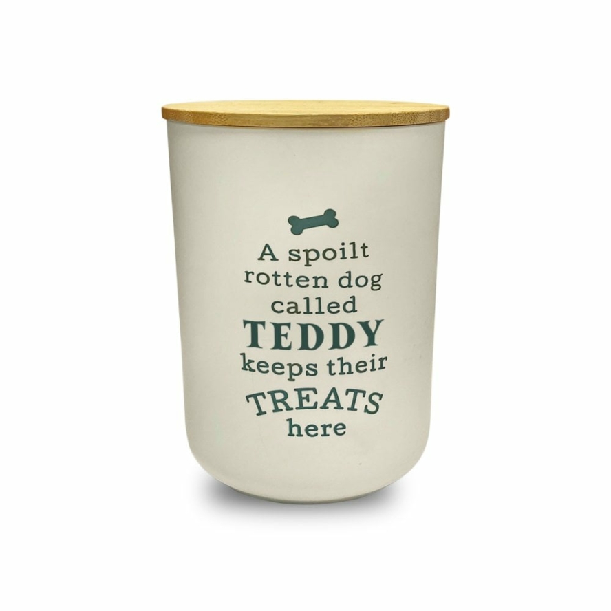Personalised Dog Treat Jar Teddy