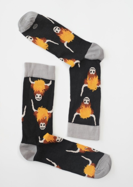 Men's Therapy Bamboo Socks Highland Cows