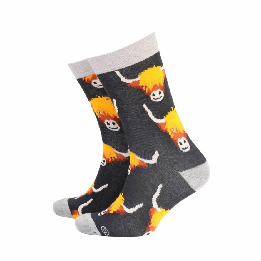 Men's Therapy Bamboo Socks Highland Cows