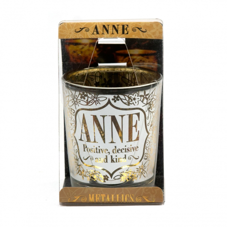 Metallics Personalised Candle Pot with Sentiment – Anne
