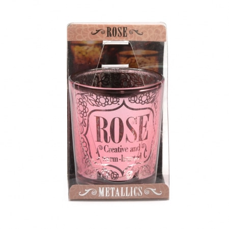 Metallics Personalised Candle Pot with sentiment – Rose