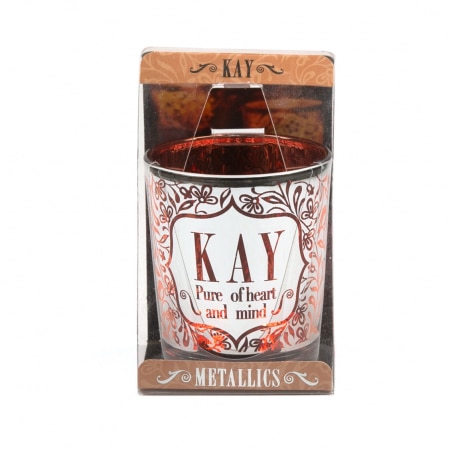 Metallics Personalised Candle Pot with Sentiment – Kay