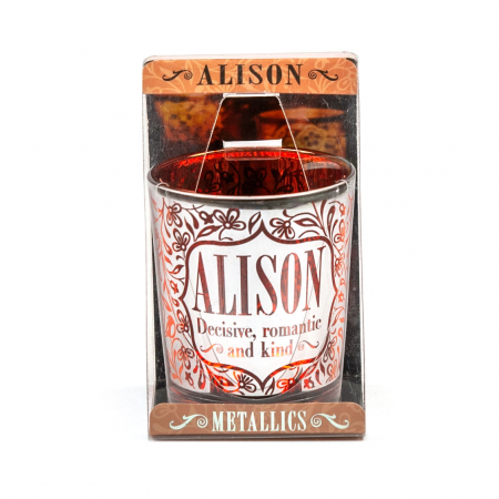 Metallics Personalised Candle Pot with Sentiment – Alison