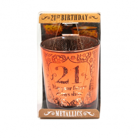 Metallics Personalised Candle Pot – 21st Birthday