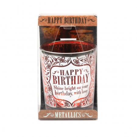 Metallics Personalised Candle Pot – Happy Birthday