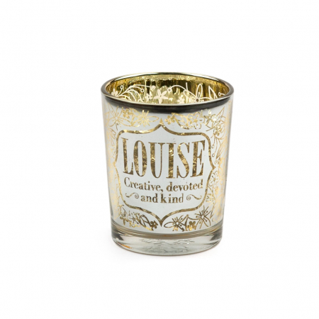Metallics Personalised Candle Pot with Sentiment – Louise