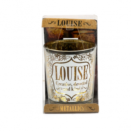 Metallics Personalised Candle Pot with Sentiment – Louise