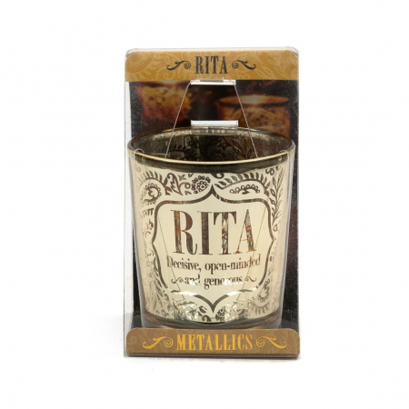 Metallics Personalised Candle Pot with Sentiment – Rita