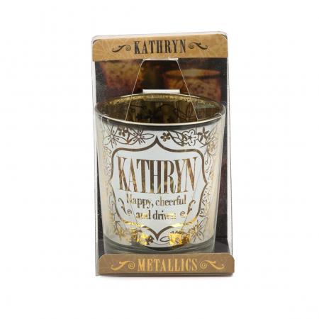 Metallics Personalised Candle Pot with Sentiment – Kathryn
